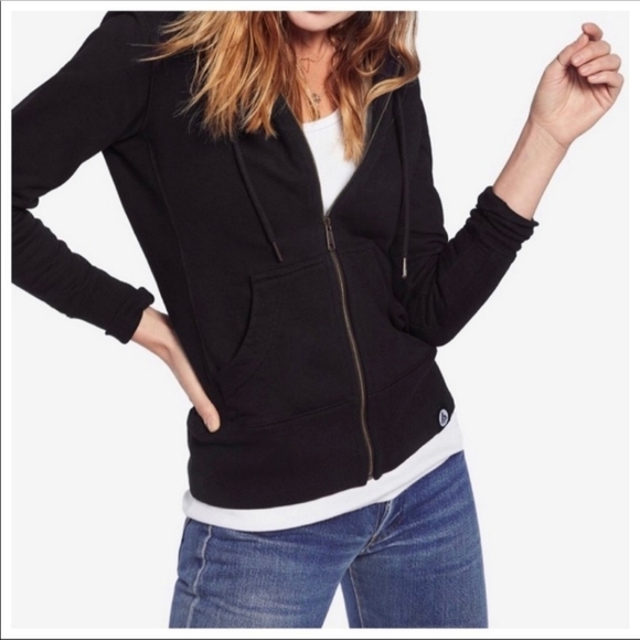 Black Hooded Zip Up Sweater - Picture 3 of 3